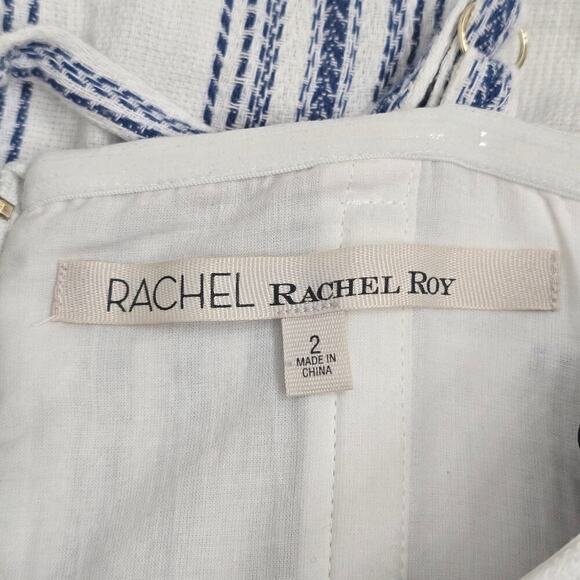 RACHEL Rachel Roy Lola Dress Cotton Stripe Cut-Out Twist Bodice Knee-Length 2 - Picture 9 of 13